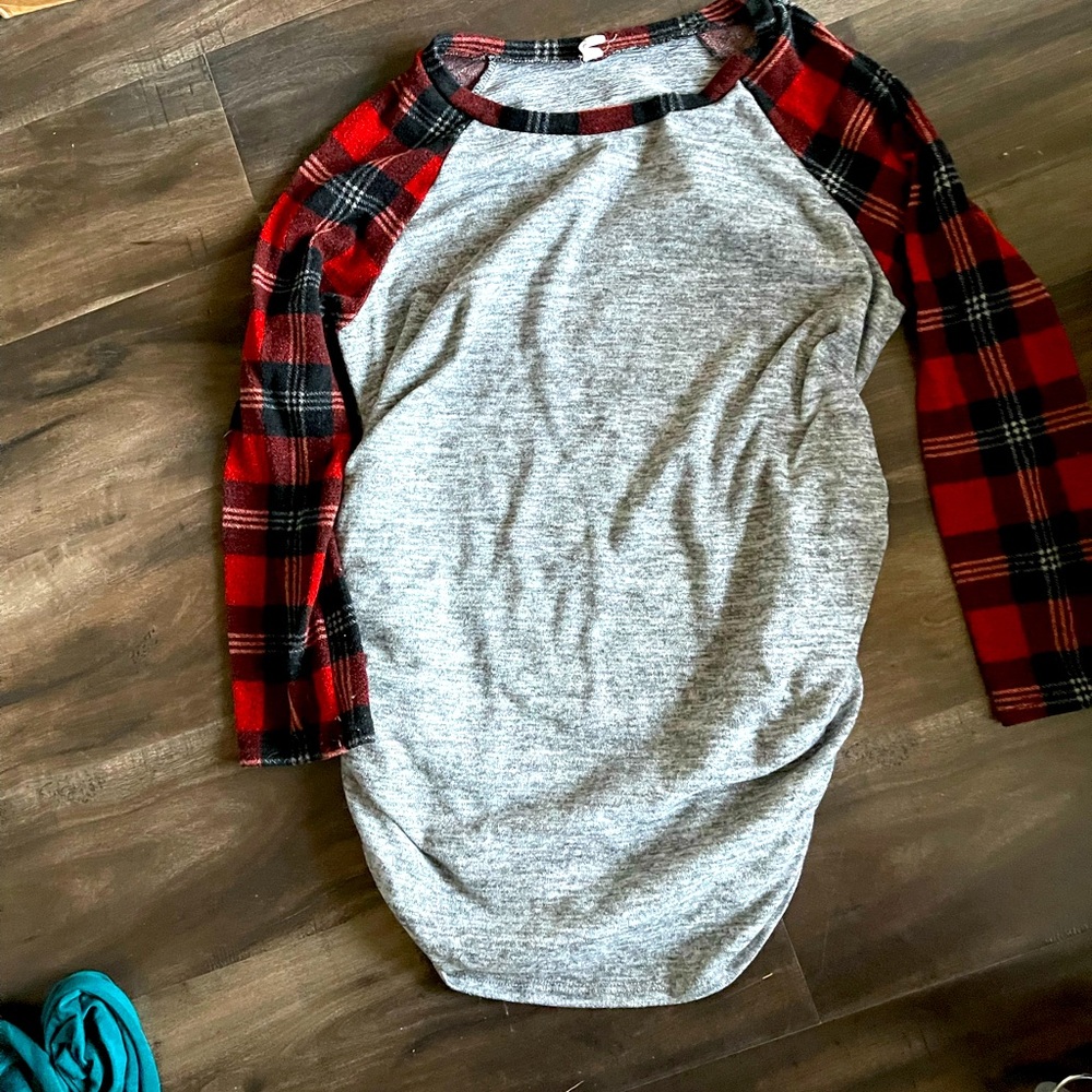 Plaid maternity top